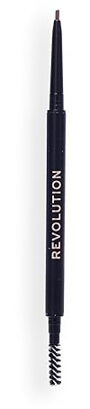 Revolution, Präziser Brauenstift, Warmes Mittelbraun, 0.05g | Doppelseitiges, ultrafeines Bleistiftwerkzeug, inklusive Spoolie-Pinsel, vegan & tierversuchsfrei