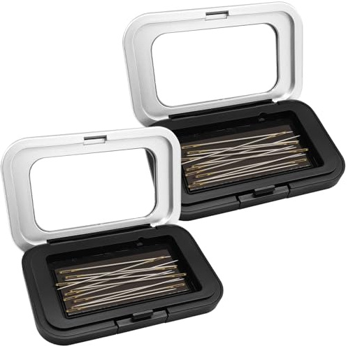 XETHI 2er-Pack Magnetische Nadelkissen | Durchsichtiger Nähnadel-Organizer | Tragbare Aufbewahrungsbox für Nadeln, Büroklammern und Stickwerkzeug | Schwarz