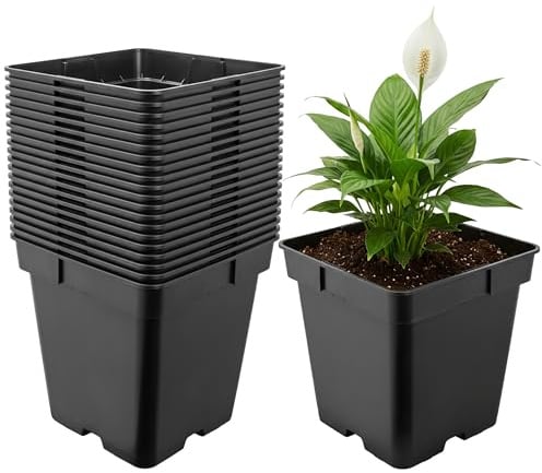 Garronda Pflanztopf Kunststoff 18 x 18 x 18 cm (4L) 20er Set eckig mit Drainagelöchern Blumentopf robust Pflanzentopf für Garten Gewächshaus Balkon Anzucht Innen Außenbereich Schwarz GD-0199