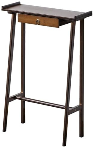 WUXTOKV Console Meuble Entree, Table Console, Design Large et Étroit de 8 Pouces, 85 Cm de Haut, Déflecteur de Bord Surélevé(Brown,70x85x20CM/27x33x8IN)