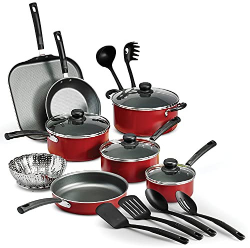 18-Piece Tramontina PrimaWare Nonstick Cookware Set, (Red)
