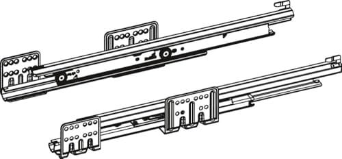 Hettich 9240936 ArciTech Vollauszüge Actro Silent 19mm NL 450mm 40kg li/re Push to Open, Belastbarkeit: 70 Kg, 500 mm, Silber, Charge : 60 kg