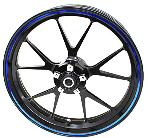 Felgenrandaufkleber Felgenrand Stripes Breite 7mm Chrom Hologramm mit Montagetool 16 17 18 19 Zoll für Auto Motorrad Felgen Aufkleber (Chrom Blau)