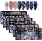 VETPW 6 Stücke Nagel Kunst Stempelplatte Maniküre Tool, Nail Art Stamping Templates Set, Nagel Stamping Schablonen mit Starry Sky Cat Moon Leaves Lip Wave Point Letter Patter