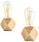 OuXean 2 Stk. Kleine Tischlampe Nachttischlampe mit Diamant-Holzsockel neben Lampe, E27 60W Perfekt für Schlafzimmer, Wohnzimmer oder Büro (ohne Glühbirne)