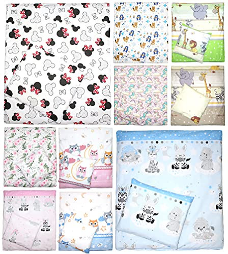 Primawela 2 oder 4 teiliges Set 70x78 für Baby Wiege Kinderwagen Beistellbett Bettwäsche (Safari Grün, 4 Teilig)