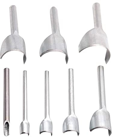 Lot de 8 emporte-pièces en cuir de forme demi-ronde pour ceinture, portefeuille, sac à main, 8 tailles différentes