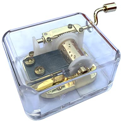 BinkeGG Transparente Spieldose Acryl Handkurbel Spieluhr mit Sankyo Musik Mechanismus (Option 30 Melodien) (Für Elise)