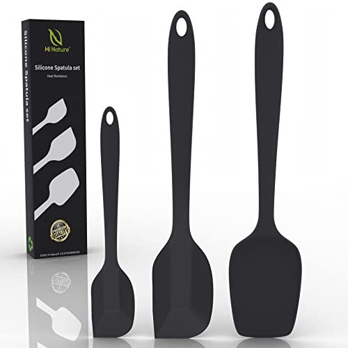 HI NATURE™ 3 Stück silikon spatel set, Spatula silicone, Küchen spachtel, Silikon set küche, Kochlöffel, Küchenutensilien set, Pfannenwender, Küchenhelfer | Hitzebeständig, Nicht-Stick, BPA frei