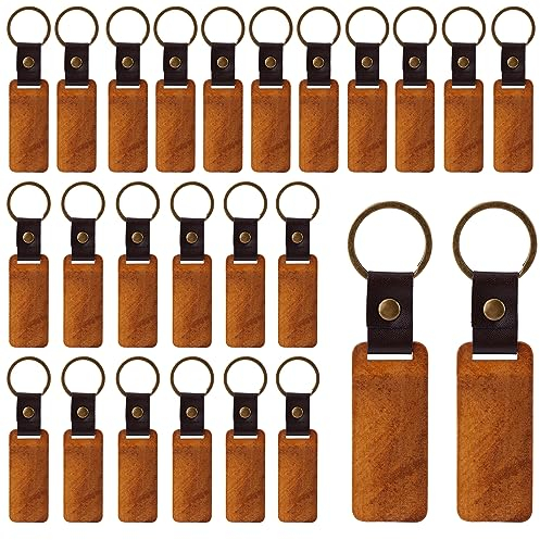 NQEUEPN 25st Holz Schlüsselanhänger Rohlinge, Gravur Rohlinge aus Holz Holzrohlinge Unvollendeter Holz Schlüsselanhänger Unbearbeiteter Holz Schlüsselanhänger für DIY Geschenk