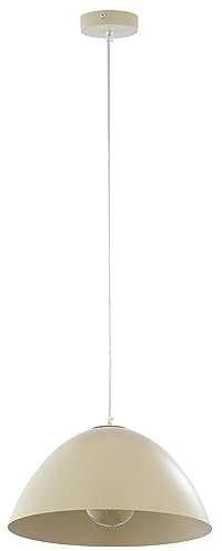 Licht-Erlebnisse Hängelampe Metall in Beige Esstisch Küche Ø33 cm E27 Moderner Schirm runde Pendelleuchte Wohnzimmer MIRANDA