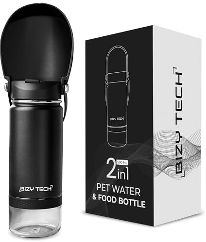Gourde de voyage pour chien - Bouteille d'eau 2 en 1 de qualité supérieure et gamelle pour animaux de compagnie - En acier inoxydable - 500 ml