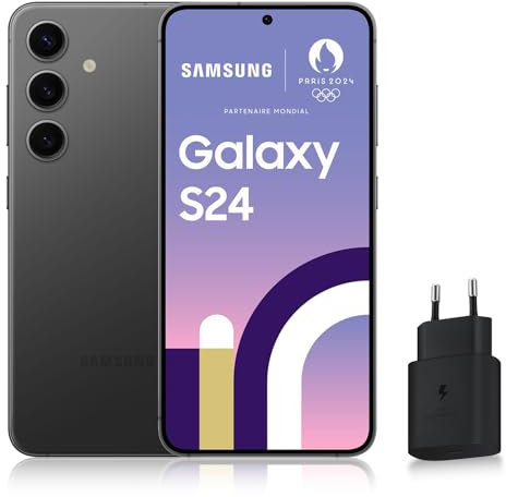 Samsung Galaxy S24, Smartphone Android 5G, 256 Go, Chargeur Secteur Rapide 25W Inclus [Exclusivité Amazon], Smartphone déverrouillé, Noir, Version FR