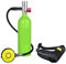 DIKAMAN Mini Bouteille de plongée, Bouteille D'oxygène De Plongée sous-Marine Capacité 1L Respirateur De Plongée Portable pour l'exploration sous-Marine et Le Sauvetage(Green Bottle Silver Head)