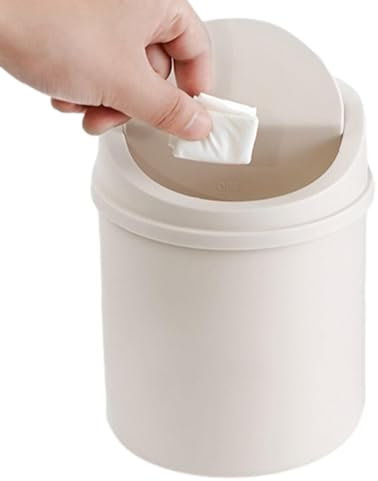 Buerfu Tabletop Small Trash Can with Lid | Tiny Desktop Waste Bin for Home, Bathroom, Bedroom, Car Interior