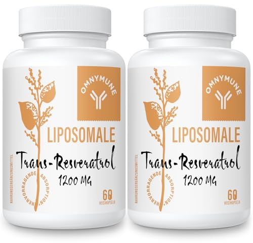 Trans-Resveratrol Liposomal 1200 mg por Porción, 120 Cápsulas - 98% Pureza de Resveratrol de Polygonum Cuspidatum Japonés, Tecnología Liposomal