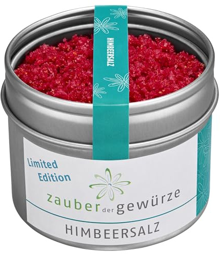 Zauber der Gewürze Himbeersalz - Gourmet-Salz mit Himbeerpulver, fruchtig-feines Salz für Salate, Fischgerichte oder gegrilltes Gemüse, 75 g