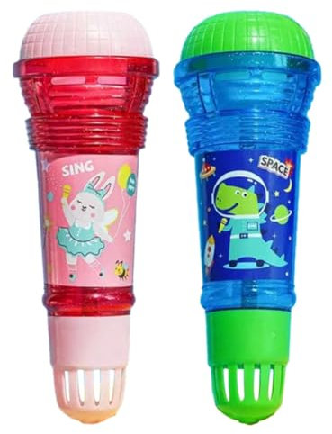 Falafoty 2Pcs Microphone écho pour Enfants Accessoire de Jouet Chantant, Novelty Microphone Jouet Microphone de Karaoké Amplificateur de Voix Jouet Rétro, Enfants Echo Micro Voix Changeur Jouet (2)