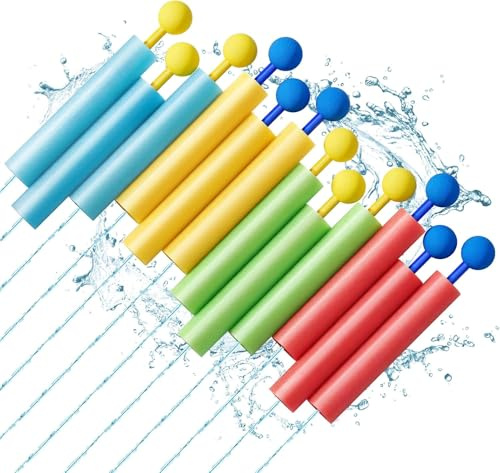 Lehoo Castle Wasserpistole Kinder, Wasserspielzeug, Pool Spielzeug | 12 Mini-Wasserspritzen, Schaumstoff-Wasserspielzeug, Bis 10,6 m Reichweite, Für Pool, Strand & Garten, Für alle Altersgruppen