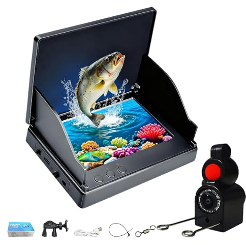 Underwater Fishing Camera, 4.3 Inch IPS Display and 30M Cable, Night vision infrared lamp, 220° Wide Angle, Waterproof Fish Finder Video Camera for Ice River and Boat Kayak Fishing (Fish finder)