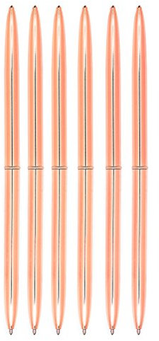 NUOLUX 6Pcs Metal Ballpoint Pen Heads Rotation Black Ink Pen for School and Office Supplies (Rose Gold)