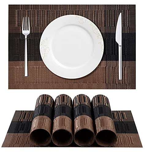 ISIYINER Tischset,Platzset 6er Set rutschfest Abwaschbar PVC Abgrifffeste Hitzebeständig Platzdeckchen für Zuhause Restaurant Speisetisch