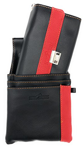 Kellnerbörse mit Kette und Holster Kellnertasche Kellnerportemonnaie Taxibörse schwarz (rot)