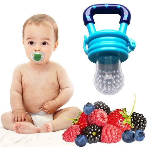 Baby Ernährung gesund und richtig fördern durch Fruchtsauger - Vitamine einfach und sicher zuführen (Blau)