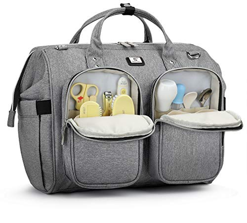 Pomelo Best Wickeltasche mit wasserdicher Wickelunterlage und 2 Kinderwagen Haken verstellbare Schultergurt multifunktionale Umhängetasche Reisetasche für Unterwegs
