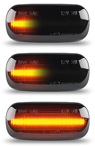 OZ-LAMPE 2Pcs Side Indicator for Audi A3 S3 8P A4 S4 RS4 B6 B7 A6 S6 RS6 C5 C6 A8 D3 TT Mk2 8J Roadster, Amber Dynamic LED Side Repeater, Turn Signal Light with CAN-bus Error Free Non-polarity Smoked