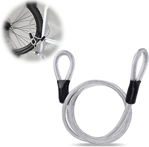 Câble de sécurité en acier de 120 cm, diamètre 8 mm, conception à double boucle, portable pour le cyclisme et le jardinage, verrouillable, protection de sécurité à contrôle chimique, argent.