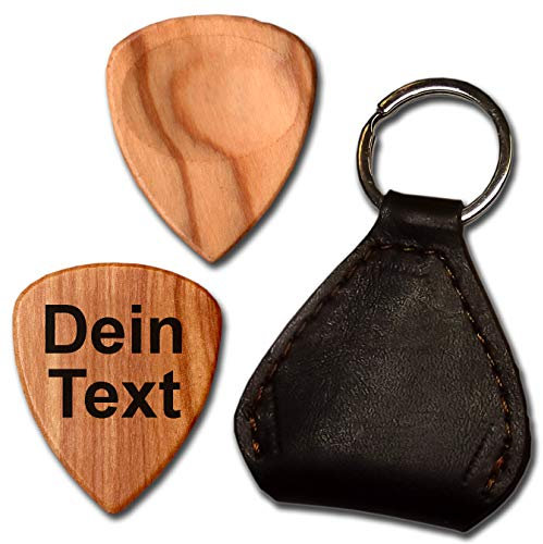 Plektrum Holz graviert, Plektron mit Wunschtext Name personalisiert, Gravur Plektren Gitarren Pick Lasergravur (Olivenholz)