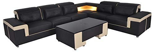 jvmoebel Ecke Leder Modern XXL Couch Wohnlandschaft Couchen Sofas Sofa L Form B2021 Tisch