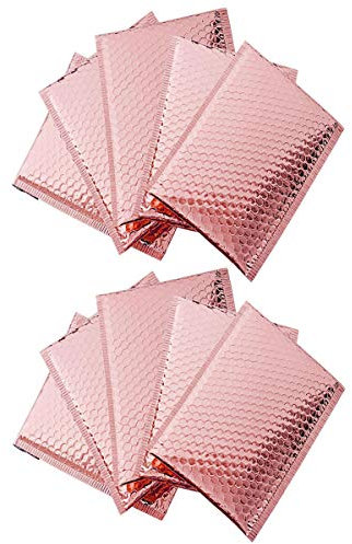 Milya 10 PCS Luftpolsterversandtaschen 18 * 23cm, Luftpolstertaschen A5 Luftpolsterumschläge Bubble Mailers mit Aluminiumfolie, Rosegold