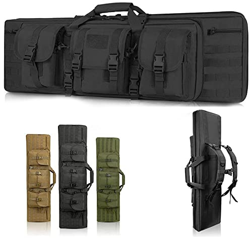 SJASD Gewehrtasche,waffentasche abschließbar 2 langwaffen,Lange Jagdtasche,Double Rifle mit Pouches Compartments,Tragbare Waffentasche Wasserdichter Funktion,Eva-schwammschutz