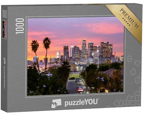 puzzleYOU: Puzzle 1000 Teile „Skyline der Innenstadt von Los Angeles bei Sonnenuntergang“ – aus der Puzzle-Kollektion Amerika, Amerikanische Städte