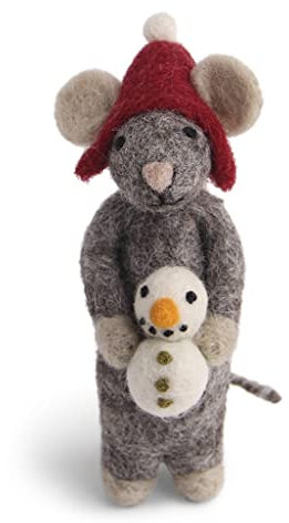 Weihnachtsanhänger Baumschmuck Maus mit Schneemann
