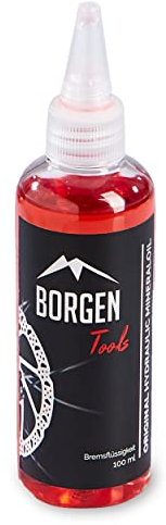 Borgen Mineralöl geeignet für Shimano hydraulische Scheibenbremsen - 100 ml Bremsflüssigkeit für mehrere Entlüftungsvorgänge - kompatibel mit Shimano Entlüftungskit für Fahrradbremse - rot