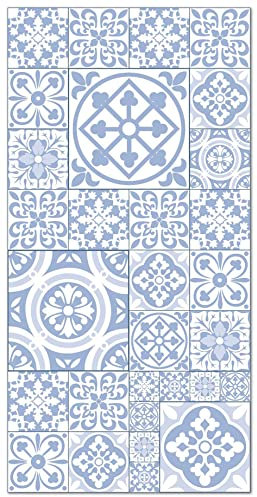 Panorama Vinylteppich - Modell Hydraulic Fliesen Talavera Blau 140x200 cm - Verschiedene Größen - Deko Küche, Läufer und Outdoor