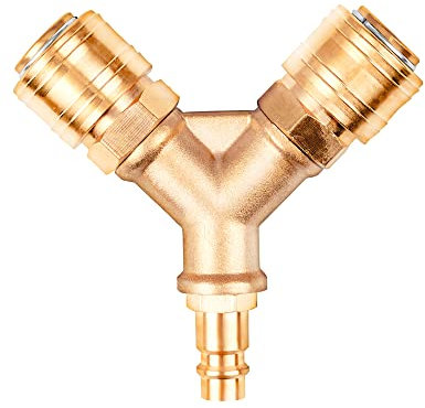 Distributore d'Aria Compressa a 2 Vie con Raccordi Spina di Accoppiamento in Ottone, Raccordo ad Aria Compressa NW 7,2 1/4 AG Connettori per Tubo dell'Aria Raccordi Compressori Raccordo a Innesto