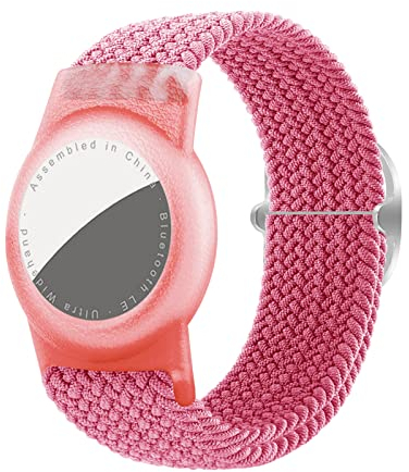 Dingfeiyu Pulsera para Apple AirTag, Brazalete para Ajustable Locator Tracker Anti-Arañazos GPS Bracelet para niños, niñas, bebé (rosado)