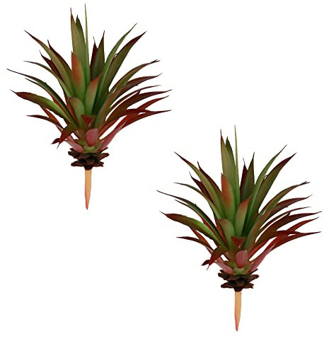 HEVSTIL Lot de 2 petites plantes succulentes artificielles Yucca Vera pour décoration de maison, cuisine, jardin (vert automne)