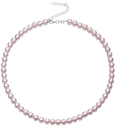EVER FAITH Mädchen kleine Perle Choker-Halskette aus 925-Sterlingsilber Kette mit Violett simulierte 6 mm Perlenkette für