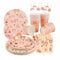 SUNBEAUTY 80 Piezas Boho Arco Iris Cumpleaños Vajilla, Platos de Papel para Niños, Incluyendo Tazas, Servilletas, Pajitas y Platos Bohemios