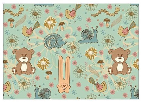 Teppich Kinderzimmer Cartoon Bär Igel,Ultraweiche Lernmatten für Kinder-80x160cm