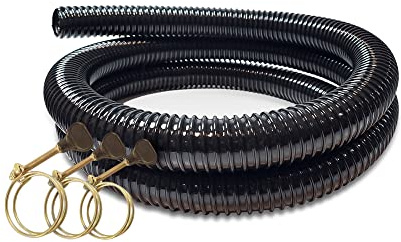 Swell Anti Kink Corrugated Flexible Pond Hose Pipe for Pond Pumps and Filters 5m with 3 Hose Clips (40mm Internal Diameter)