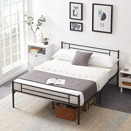IZTOSS Cadre de Lit 140 x 190 avec Sommier - Lit 140x190 avec Pieds - Support de Lattes - en Acier - Rangement sous Le Lit (Métal 140x190-9 Pieds) Noir L-CJQ-1