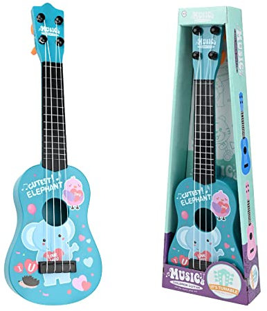 42 cm Gitarre für Kinder, Kindergitarre Gitarre Musikspielzeug Ukulele Instrument Musik-Ukulele-Gitarre Klassisches Instrument mit 4 verstellbaren Saiten Mini-Gitarre und Plektren