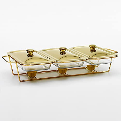 Gold Chafing Dish Buffet Set Stainless Steel Buffet Catering Warmer Set, Full Size Dish Set for Parties Banquet Dining,B (B)