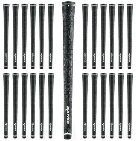 Karma Velour Men’s Jumbo Full Cord Golf Grips, 25 Piece Set, Black Velvet Style Corded Rubber +1/8” Overszed All Weather Replacement Golf Club Grips